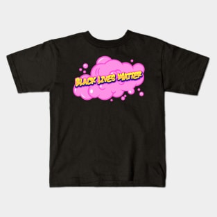 Black Lives Matter Yellow Graffiti Pink Cloud Kids T-Shirt